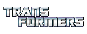 Logo métallique du film Transformers, en lettres épaisses et anguleuses, typique de la science-fiction.